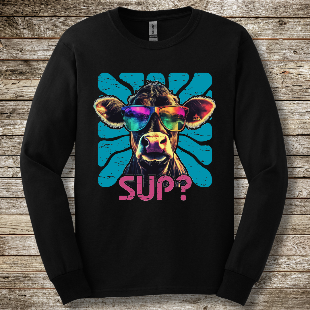 Cow Sup? Long Sleeve Tee | Farmer T-Shirts Funny