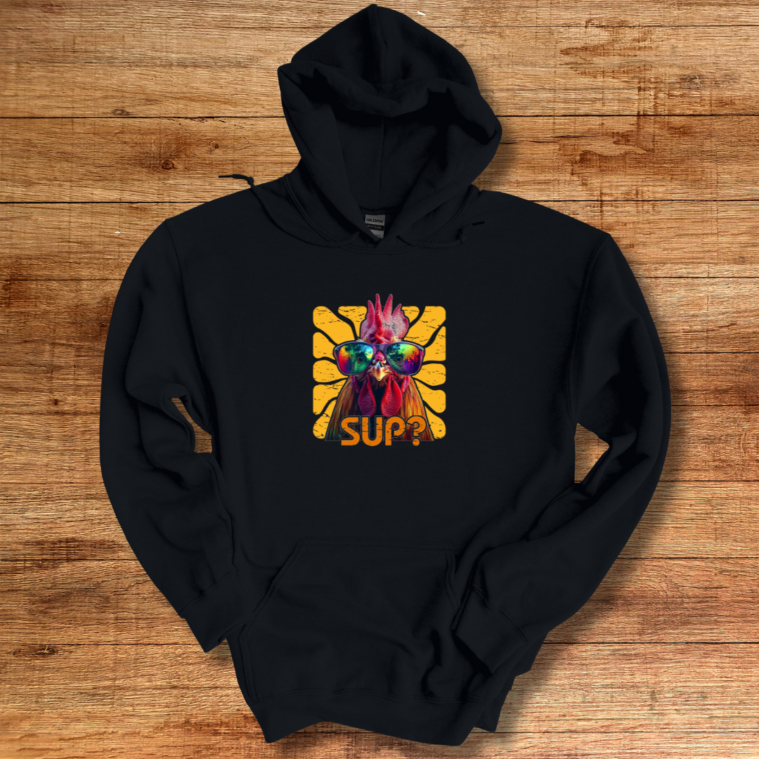 Rooster Sup? Long-Sleeve Hoodie | Farmer Gift