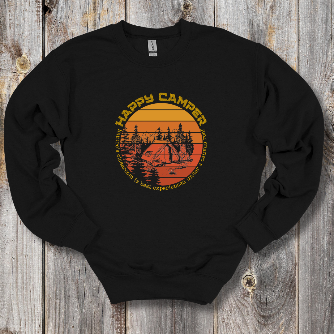 This is an image of the Happy Camper Sweatshirt version 3