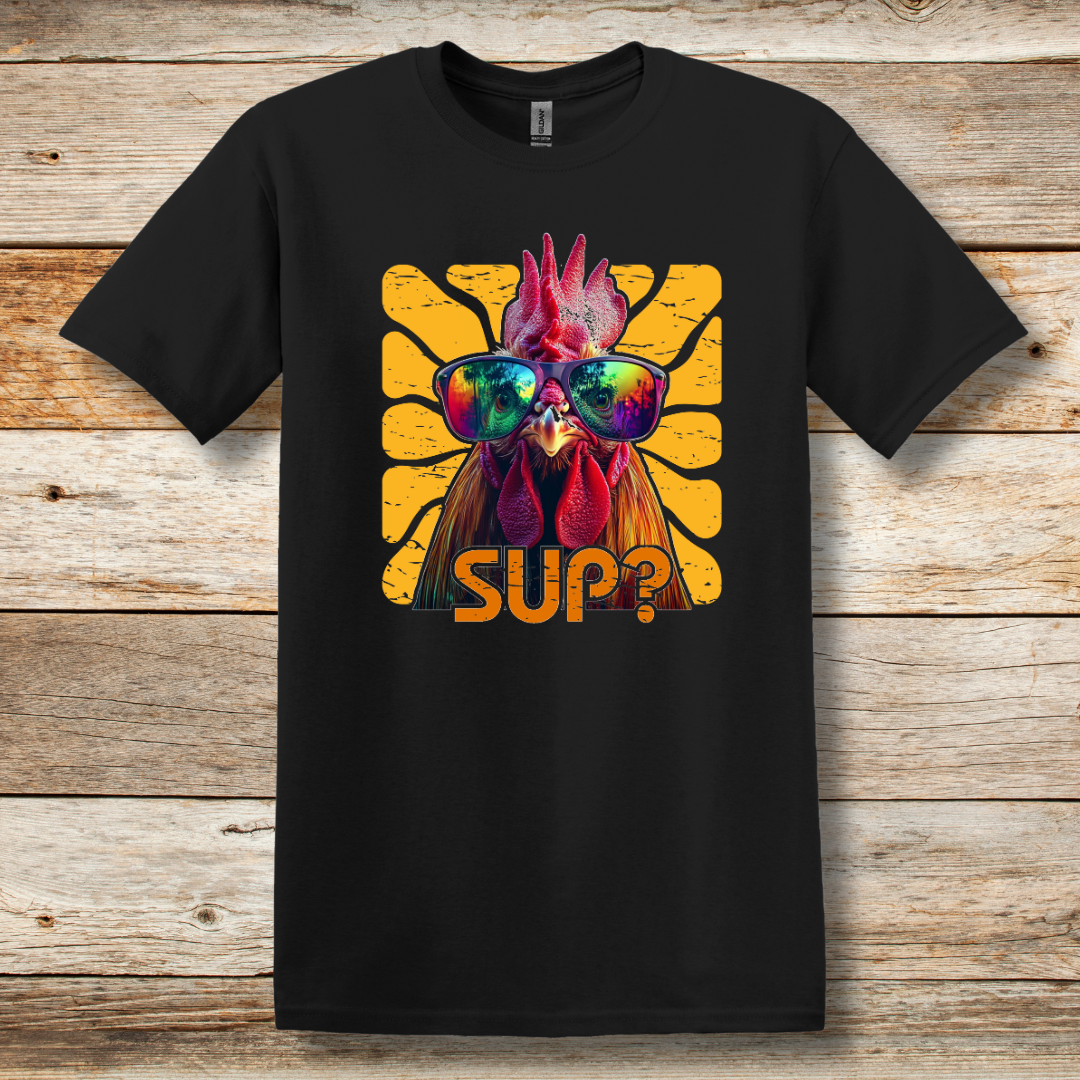 Rooster Sup? T-Shirt | Farmer T-Shirts Funny