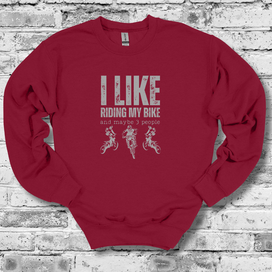 This is an image of the I Like Riding My Bike (Dirt) Sweatshirt version 3