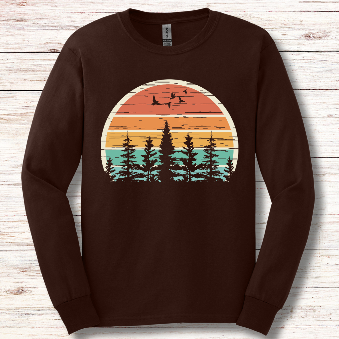 Nature Retro Vibe Long Sleeve Tee | Camping Gift Ideas