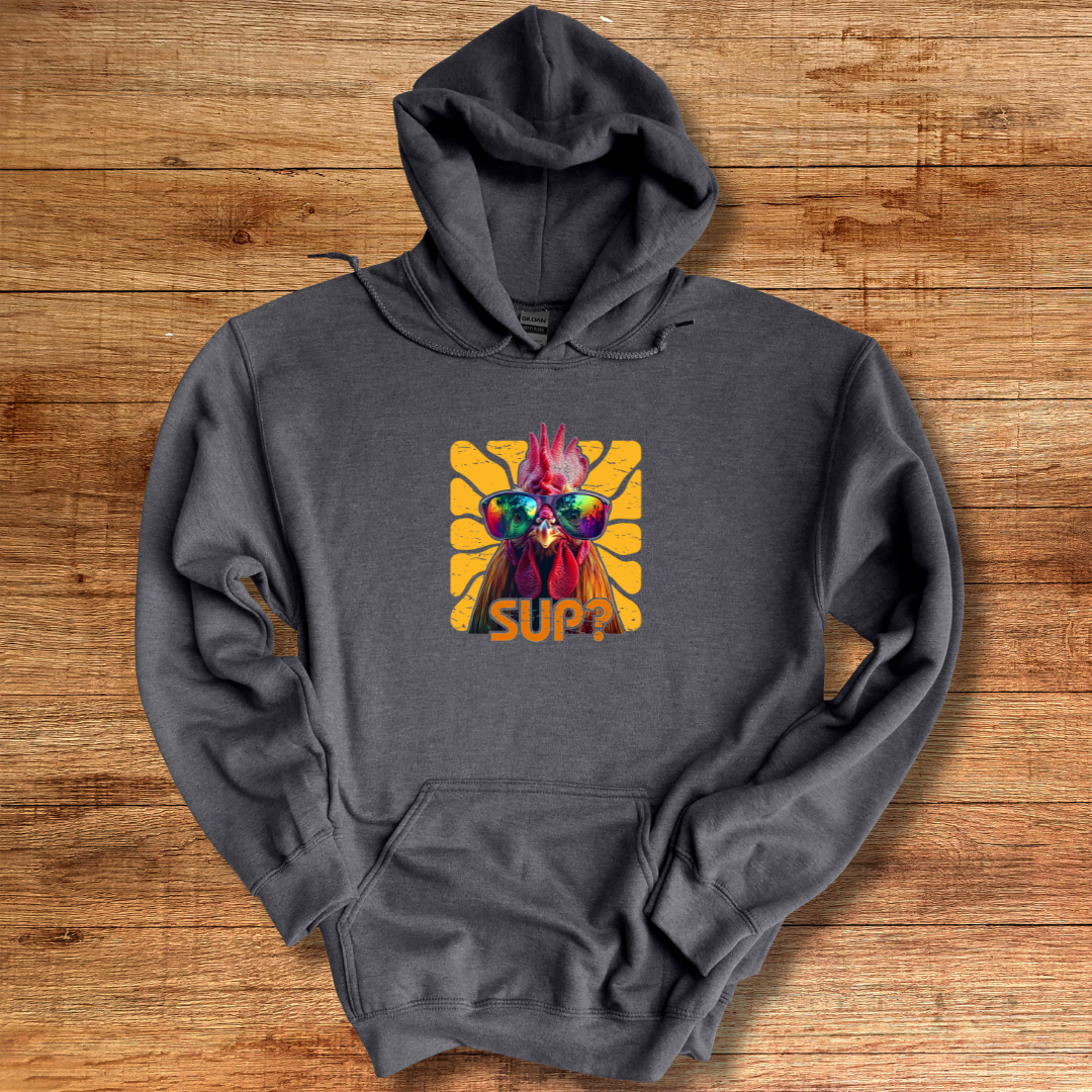 Rooster Sup? Long-Sleeve Hoodie | Farmer Gift