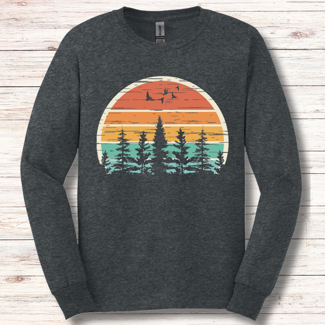 Nature Retro Vibe Long Sleeve Tee | Camping Gift Ideas