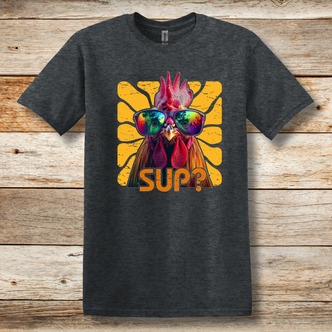Rooster Sup? T-Shirt | Farmer T-Shirts Funny