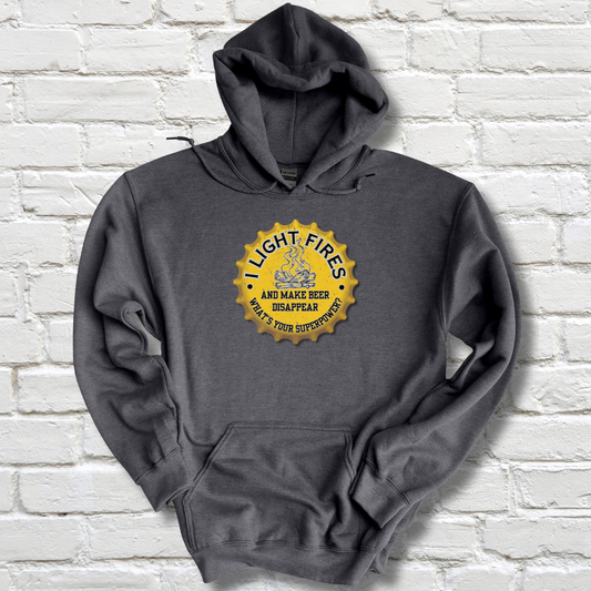 I Light Fires and Make Beer Disappear Long-Sleeve Hoodie | Campfire Beers
