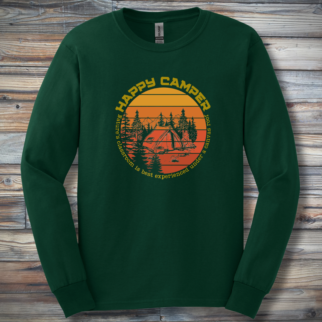 Happy Camper Long Sleeve Tee | Camping Gift Ideas