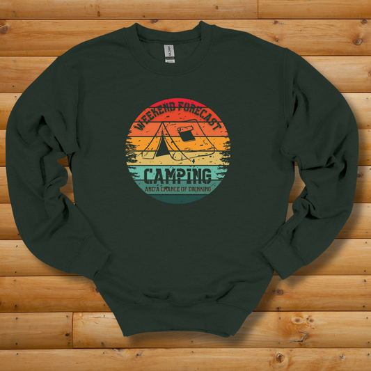 Weekend Forecast Camping and Drinking Sweatshirt | Campfire Beers