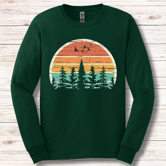 Nature Retro Vibe Long Sleeve Tee | Camping Gift Ideas