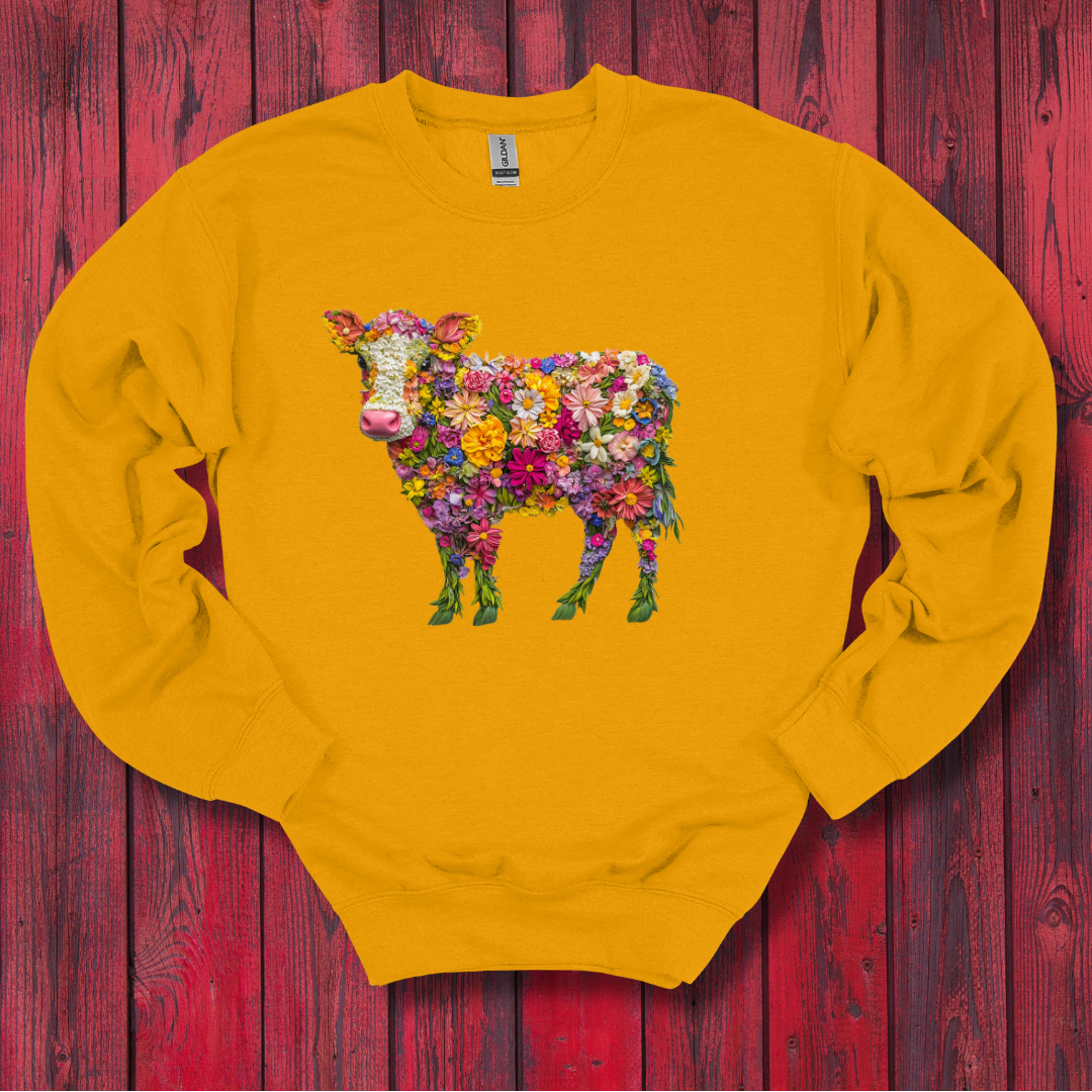 Floral Cow Sweatshirt