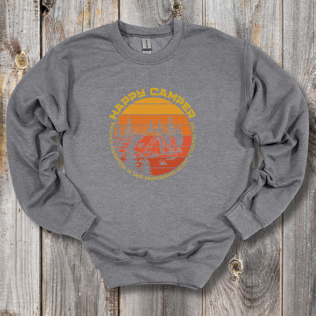 This is an image of the Happy Camper Sweatshirt version 6