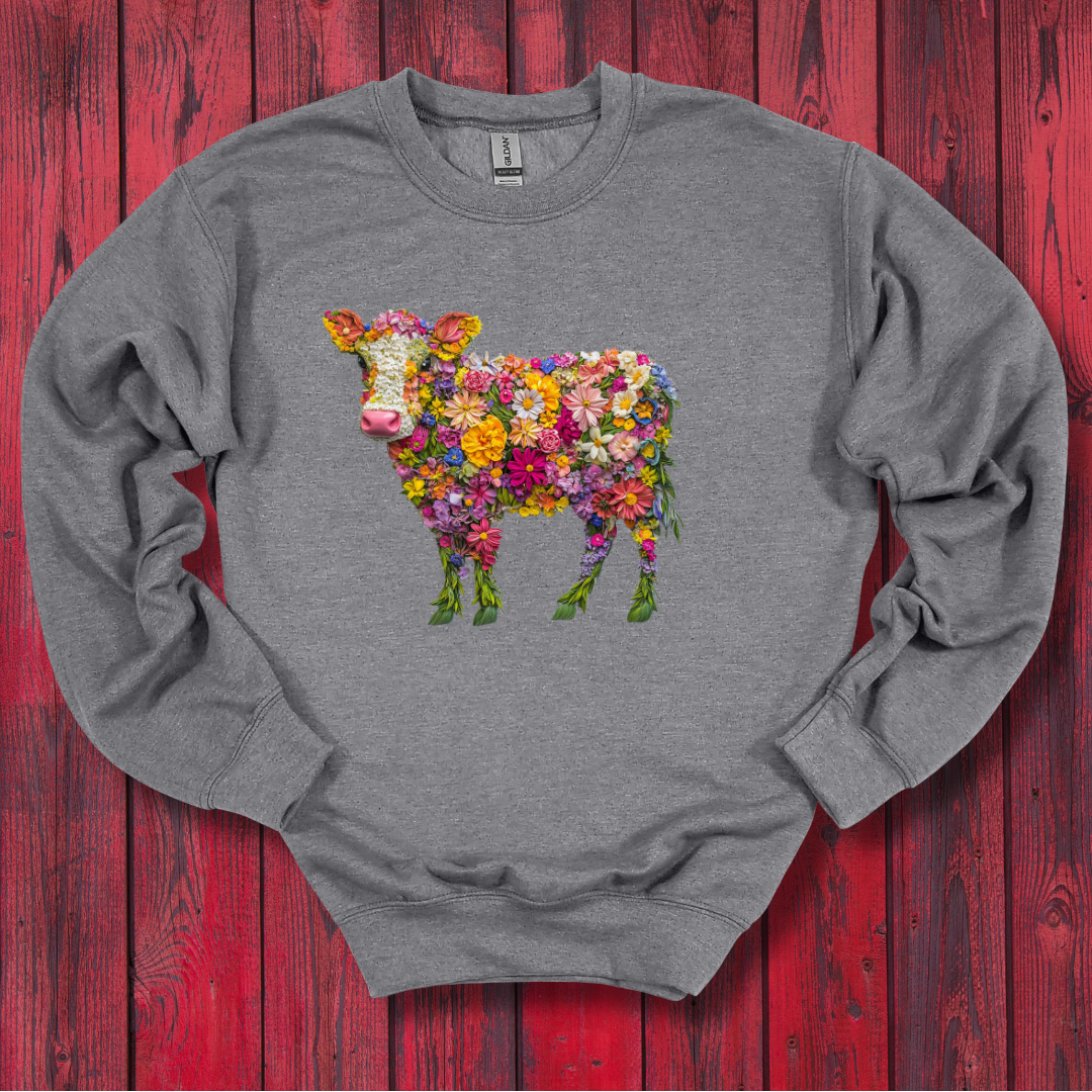 Floral Cow Sweatshirt