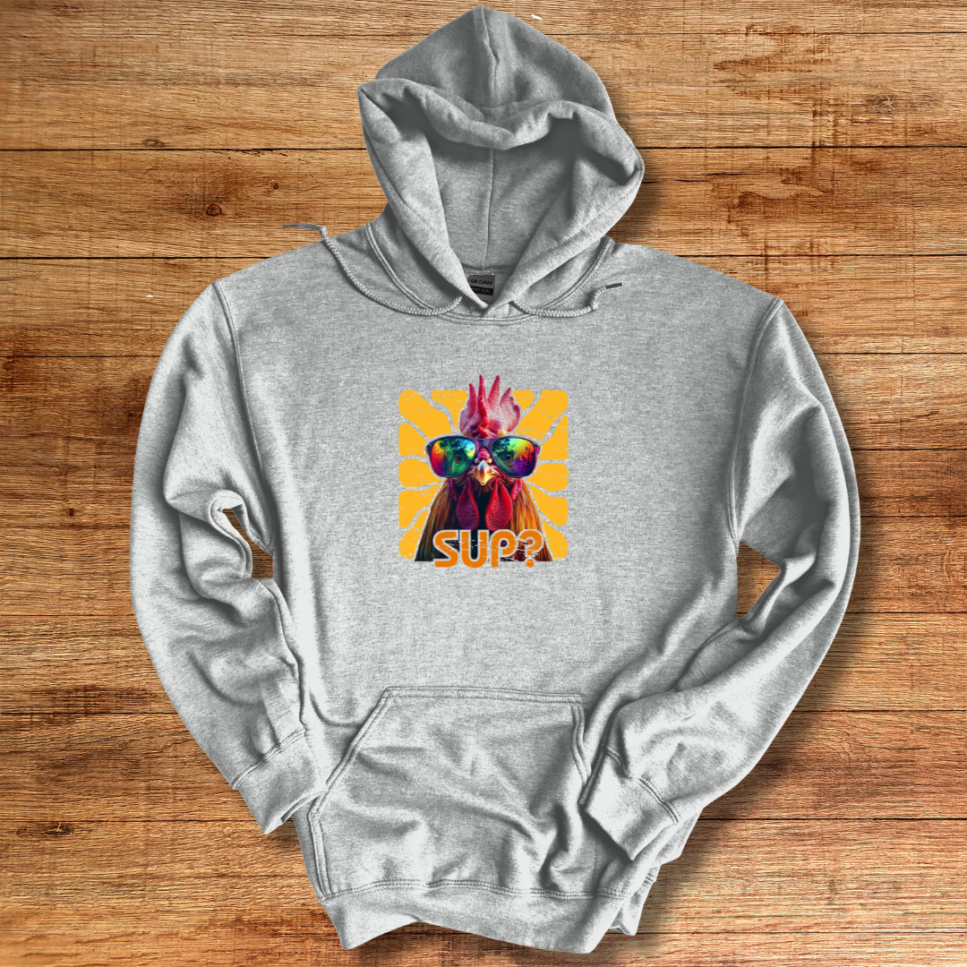 Rooster Sup? Long-Sleeve Hoodie | Farmer Gift
