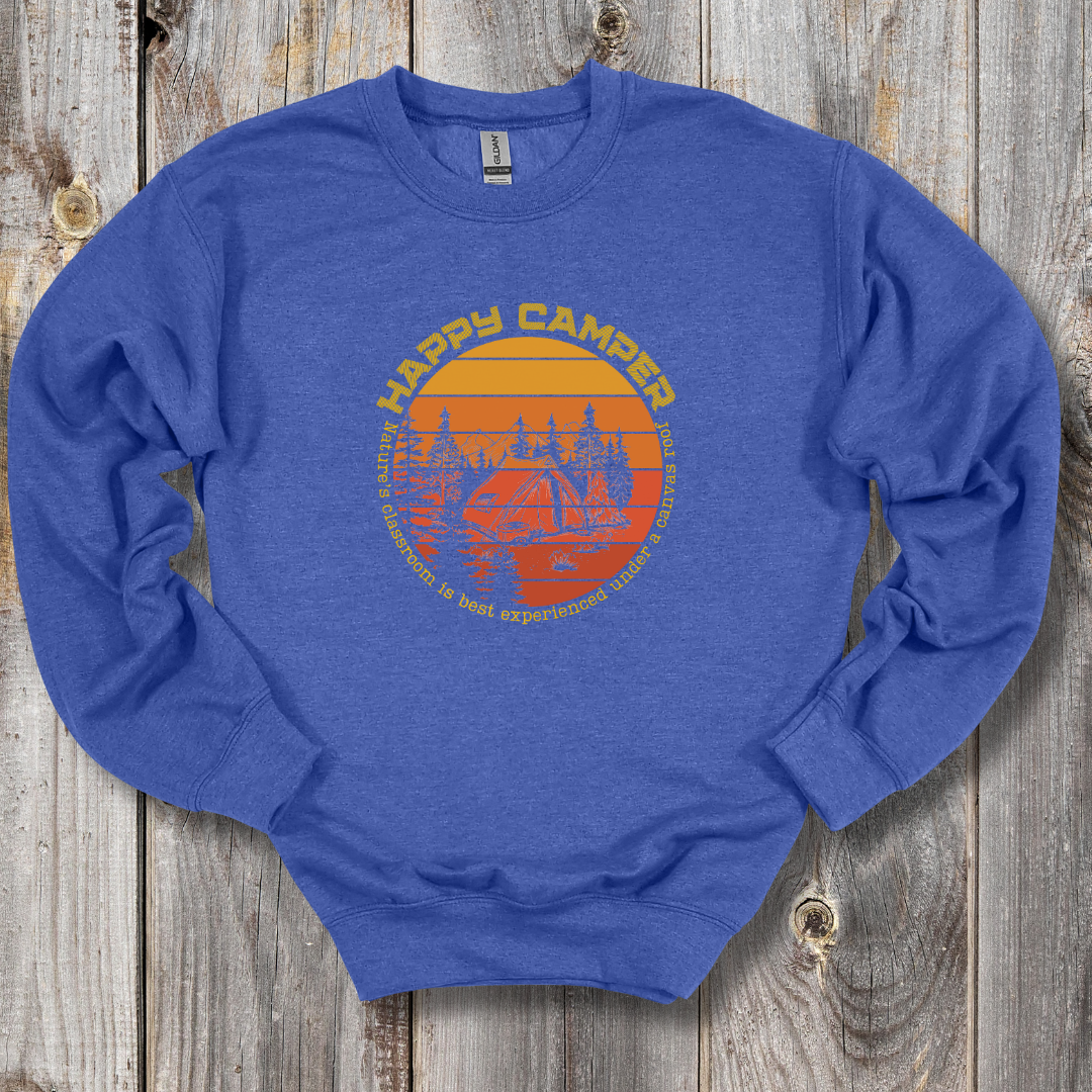 This is an image of the Happy Camper Sweatshirt version 7