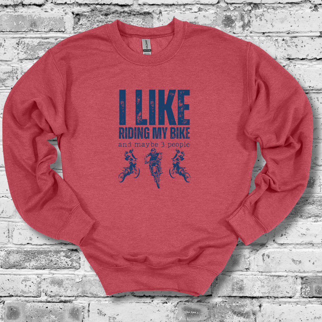 This is an image of the I Like Riding My Bike (Dirt) Sweatshirt version 5