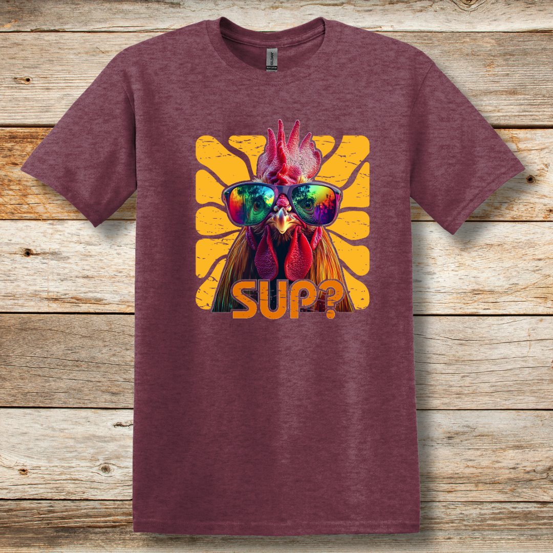 Rooster Sup? T-Shirt | Farmer T-Shirts Funny