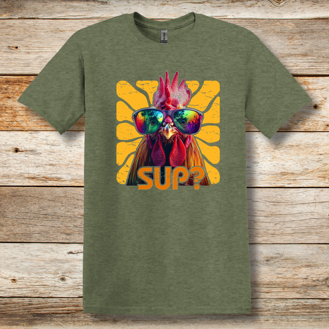 Rooster Sup? T-Shirt | Farmer T-Shirts Funny