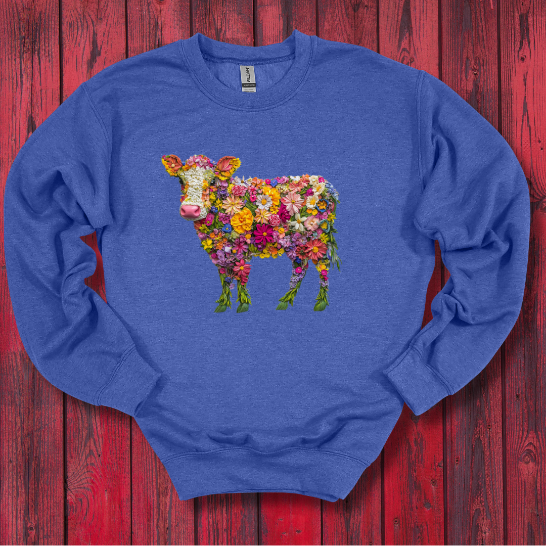Floral Cow Sweatshirt