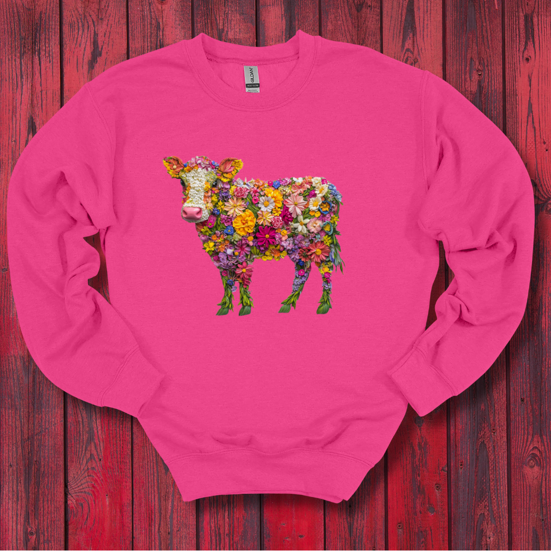 Floral Cow Sweatshirt