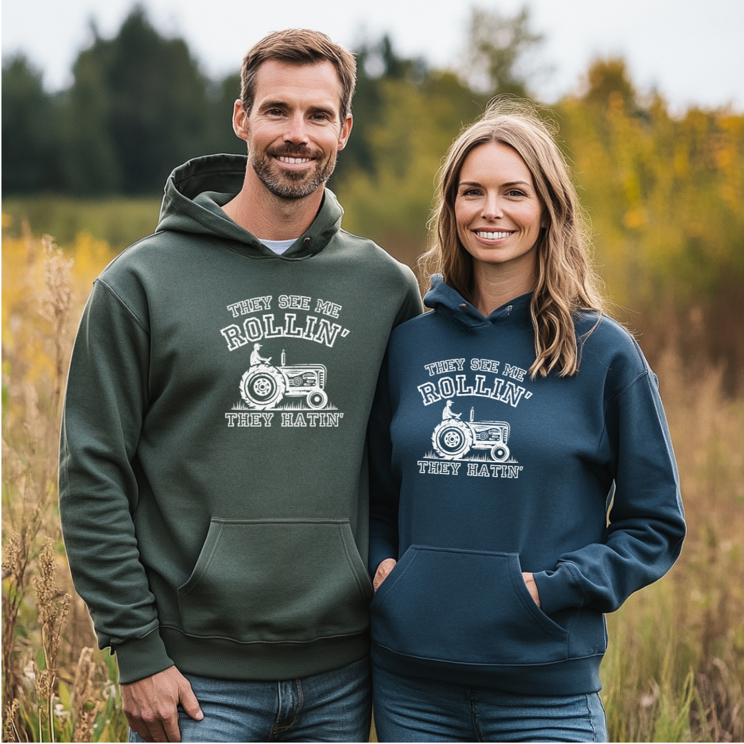 They See Me Rollin They Hatin Tractor Long-Sleeve Hoodie | Farmer Gift