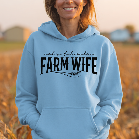 And So God Made a Farm Wife Long-Sleeve Hoodie | Farm Wife Gift