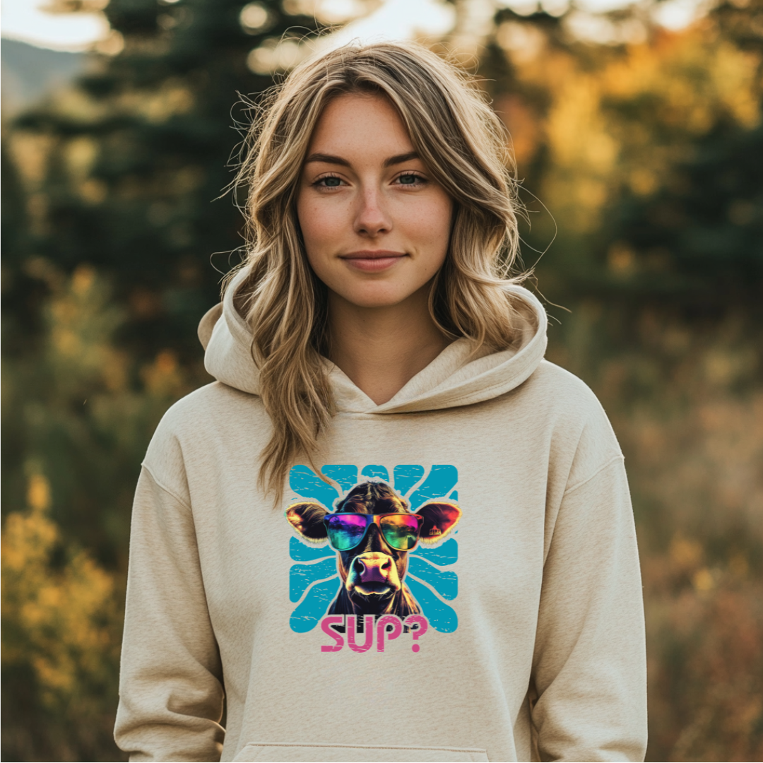 Cow Sup? Long-Sleeve Hoodie | Gift Ideas for Farmers