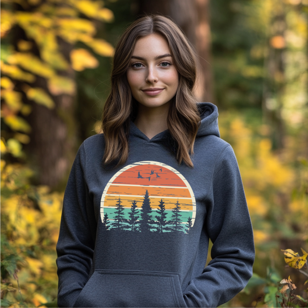 Nature Retro Vibe Long-Sleeve Hoodie | Camping Gift Ideas