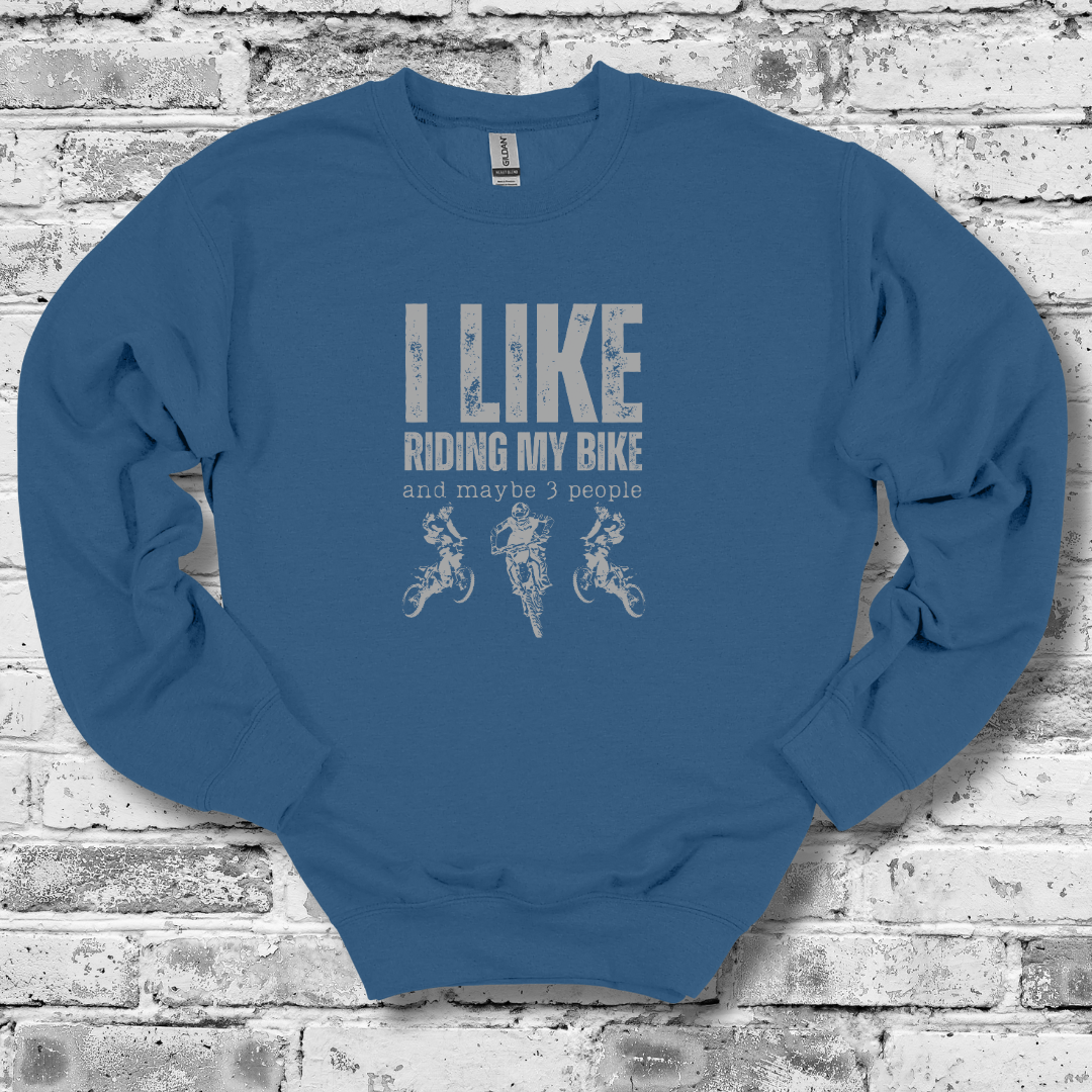 This is an image of the I Like Riding My Bike (Dirt) Sweatshirt version 7