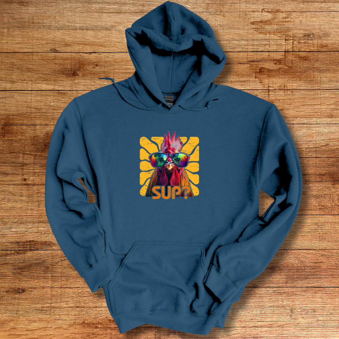 Rooster Sup? Long-Sleeve Hoodie | Farmer Gift