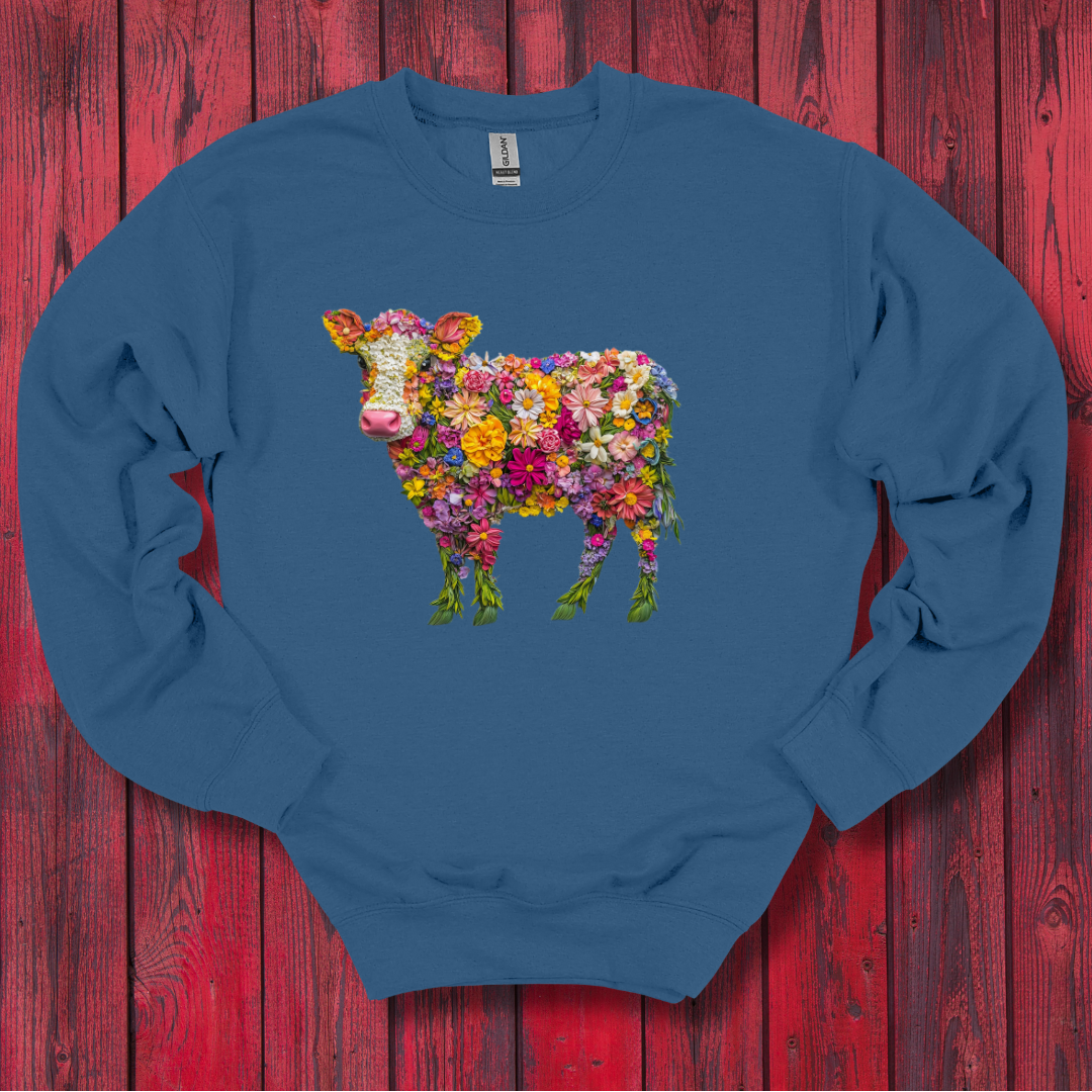 Floral Cow Sweatshirt