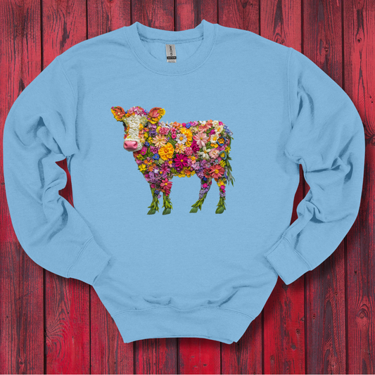Floral Cow Sweatshirt