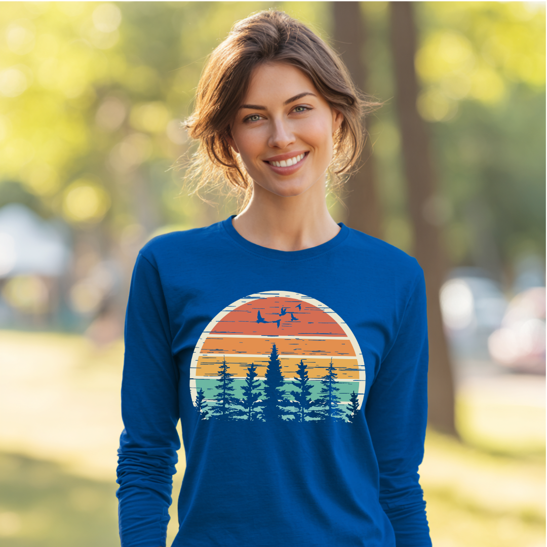 Nature Retro Vibe Long Sleeve Tee | Camping Gift Ideas