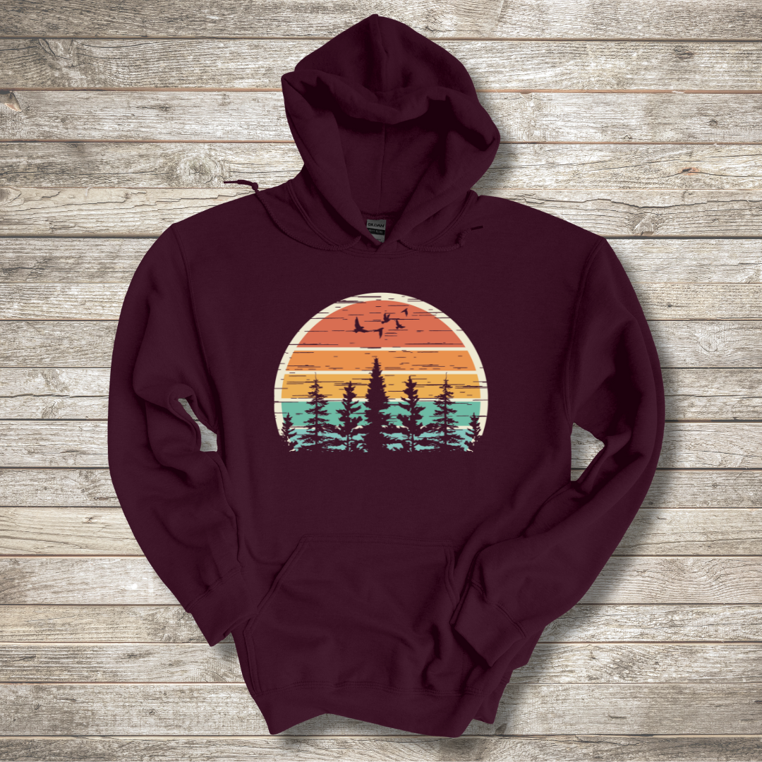 Nature Retro Vibe Long-Sleeve Hoodie | Camping Gift Ideas