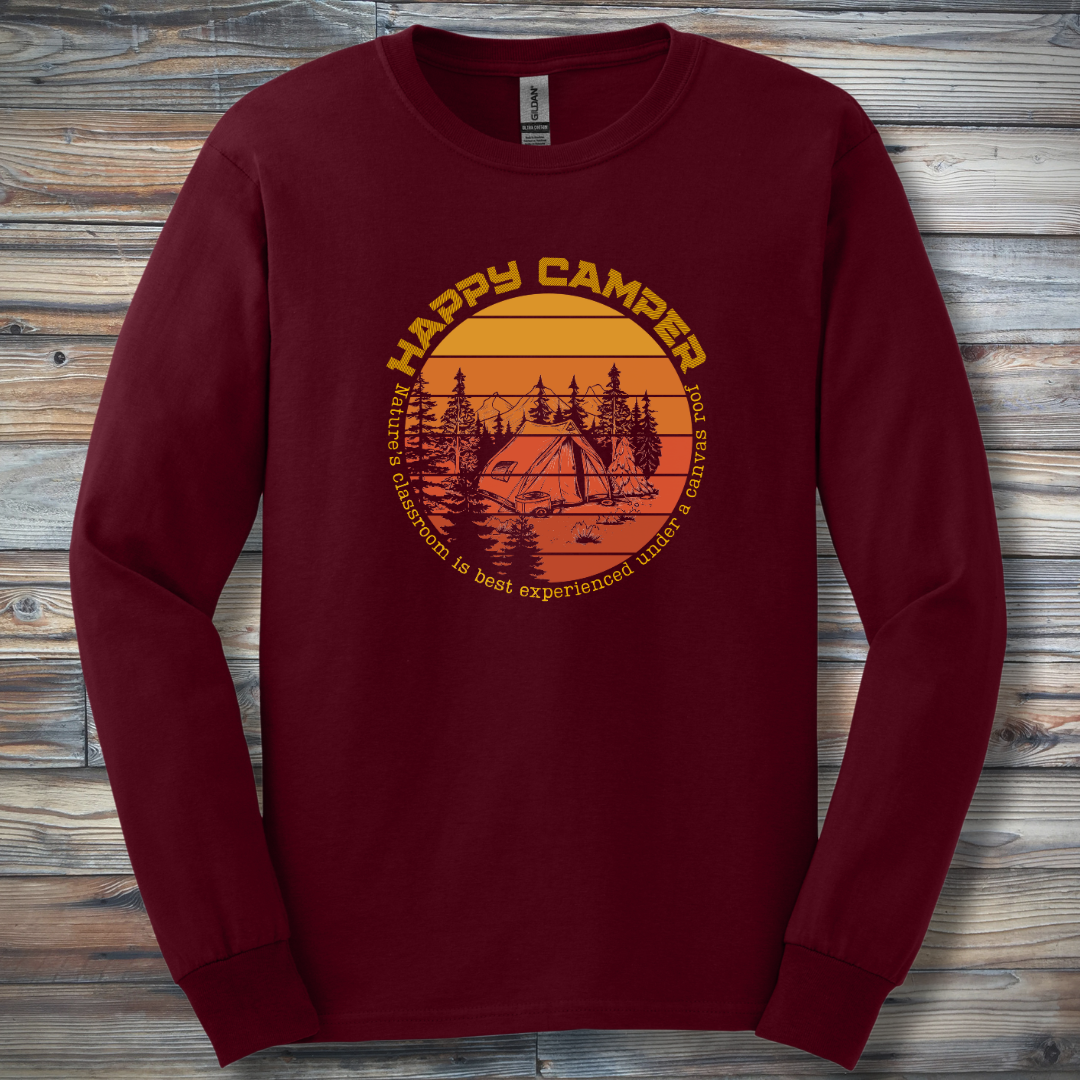 Happy Camper Long Sleeve Tee | Camping Gift Ideas
