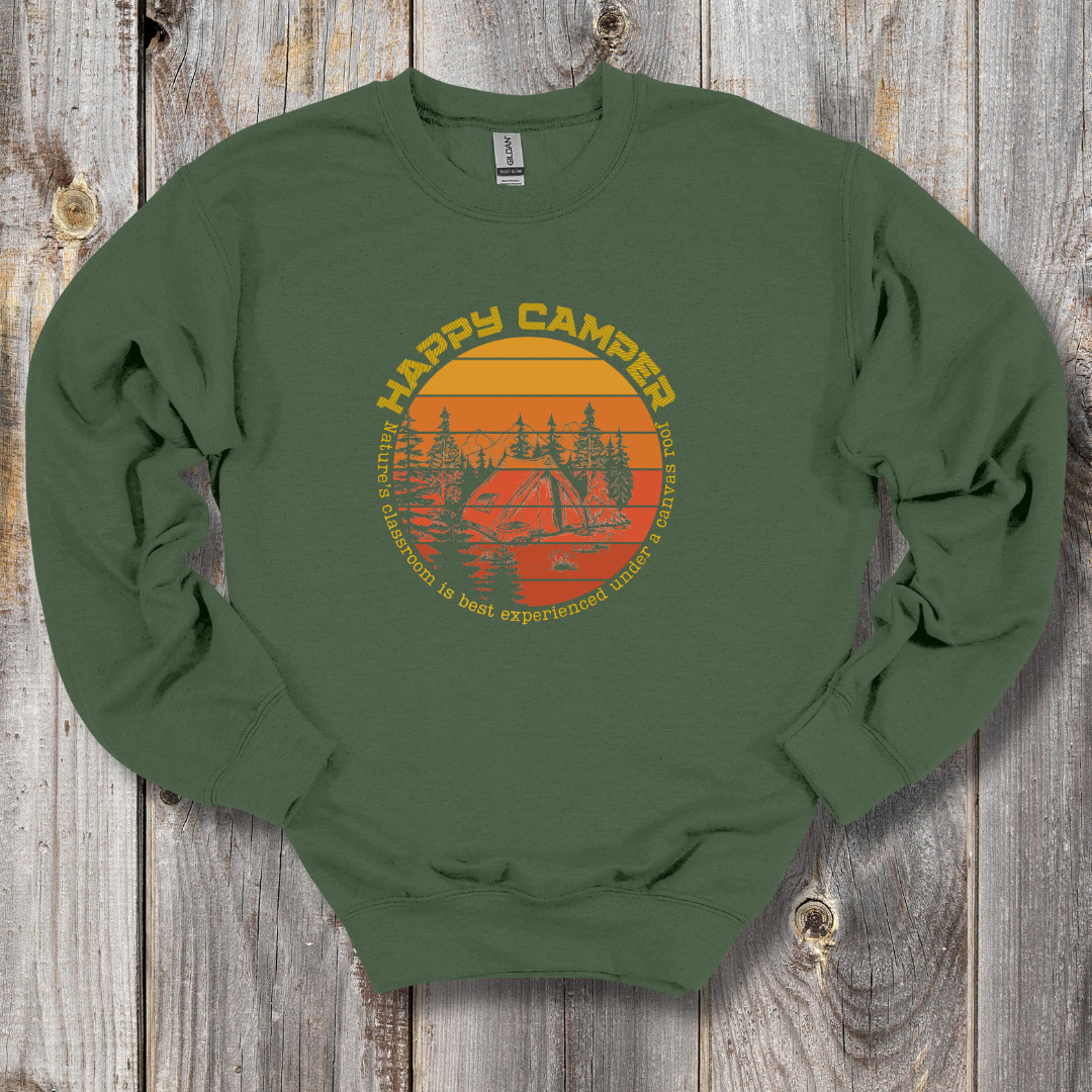 This is an image of the Happy Camper Sweatshirt version 9