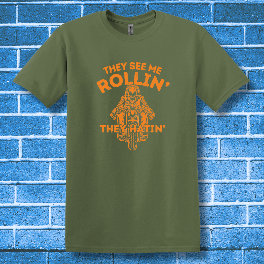 They See Me Rollin They Hatin Motorcycle T-Shirt | Biker Gift