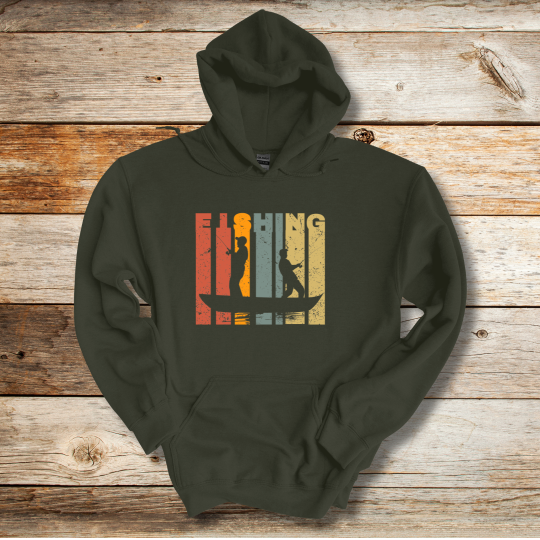 Fishing Grunge Long-Sleeve Hoodie