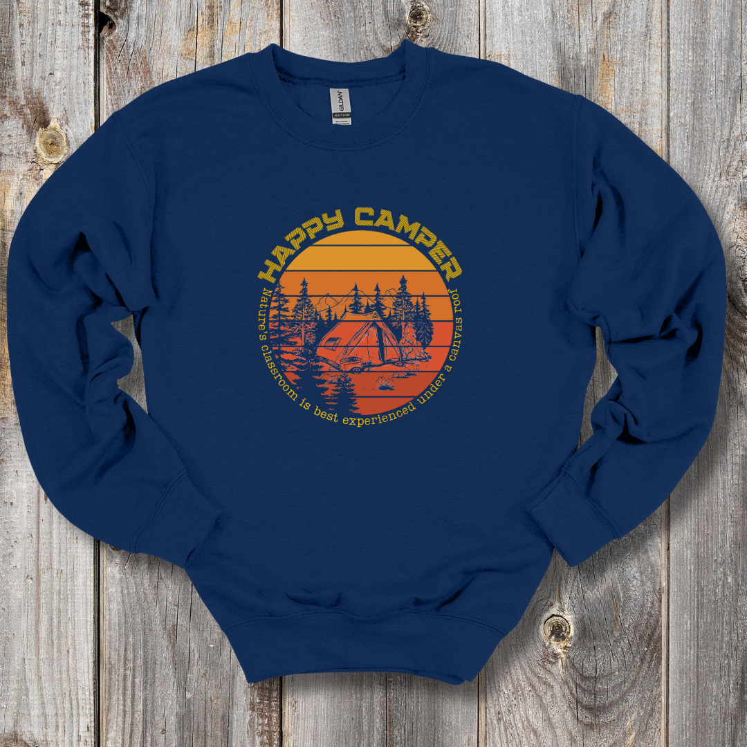 This is an image of the Happy Camper Sweatshirt version 1