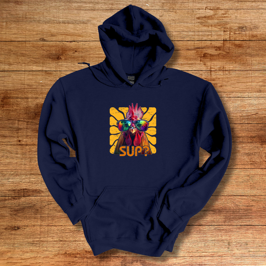 Rooster Sup? Long-Sleeve Hoodie | Farmer Gift