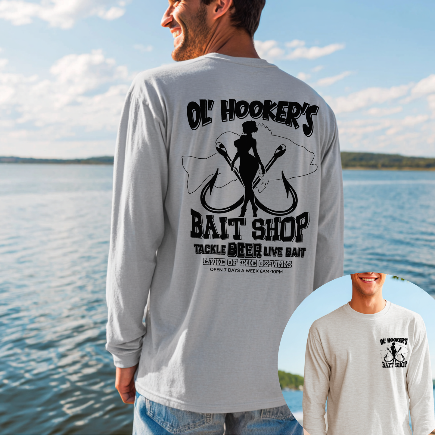 Ol' Hooker's Bait Shop Long Sleeve Tee | Funny Fishing Shirts