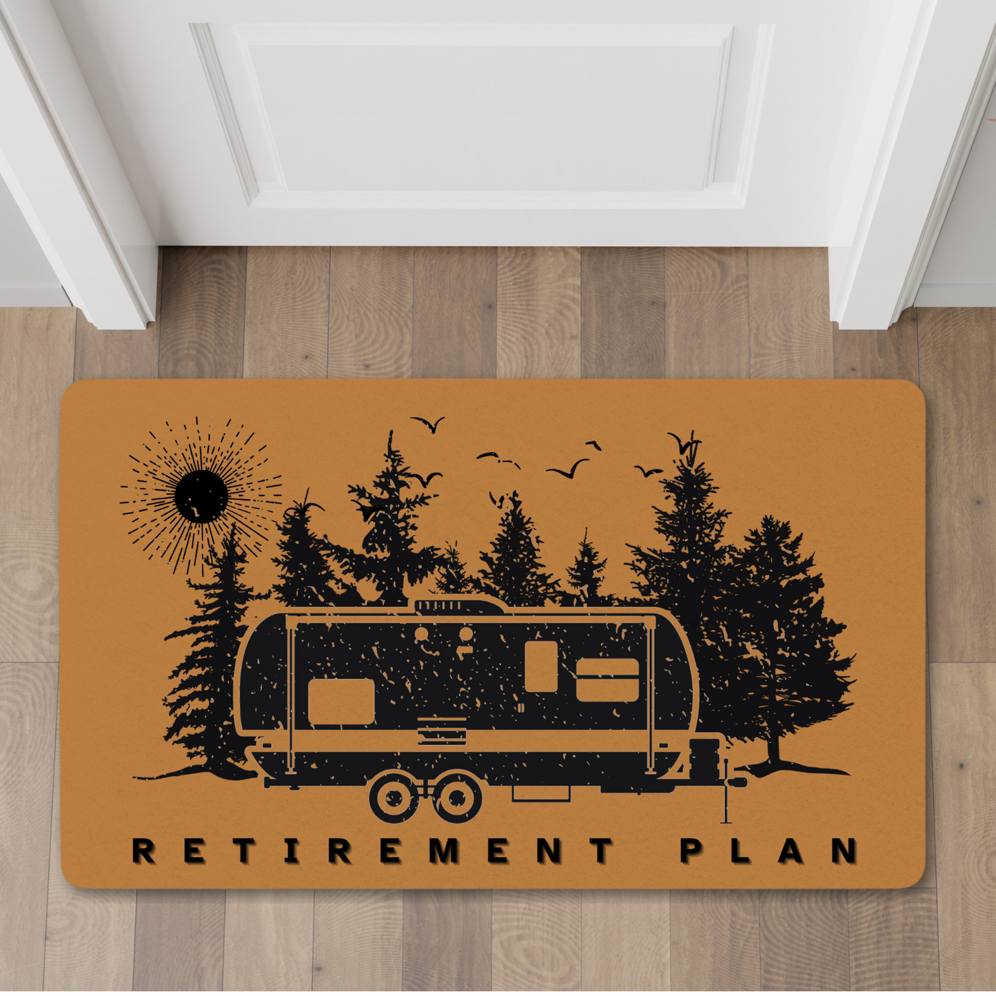 RV Retirement Plan Polyester Doormat | Cozy Welcome Mat