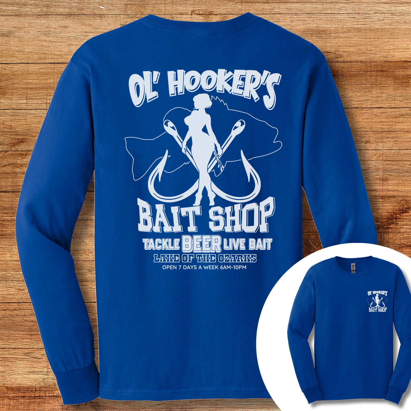 Ol' Hooker's Bait Shop Long Sleeve Tee | Funny Fishing Shirts