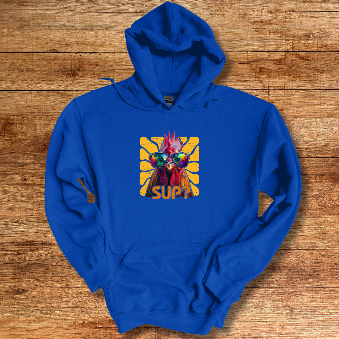 Rooster Sup? Long-Sleeve Hoodie | Farmer Gift