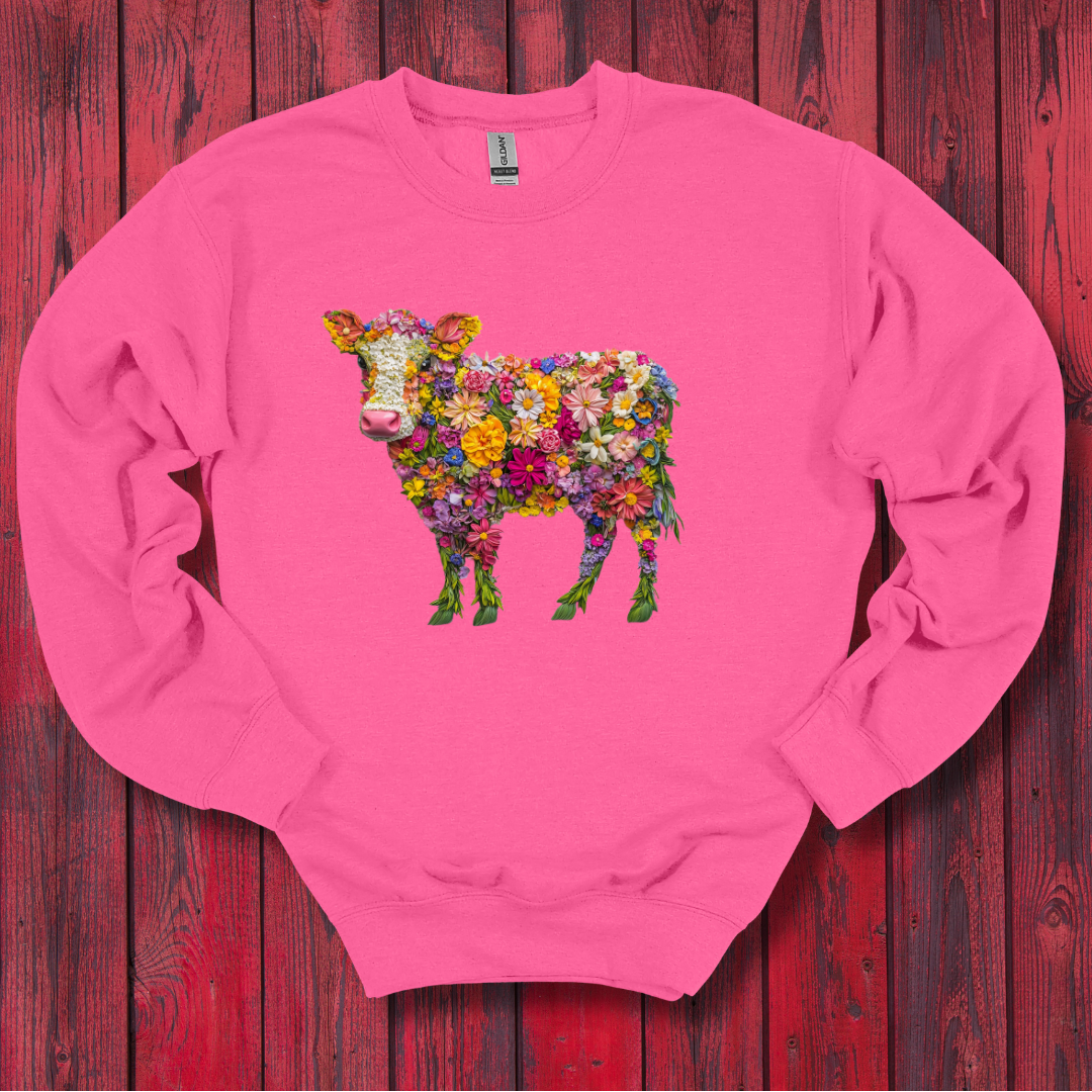 Floral Cow Sweatshirt
