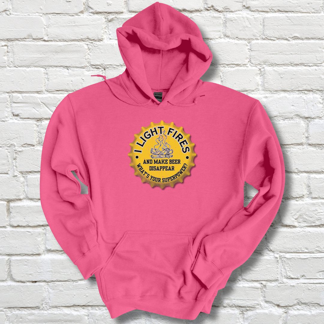 I Light Fires and Make Beer Disappear Long-Sleeve Hoodie | Campfire Beers