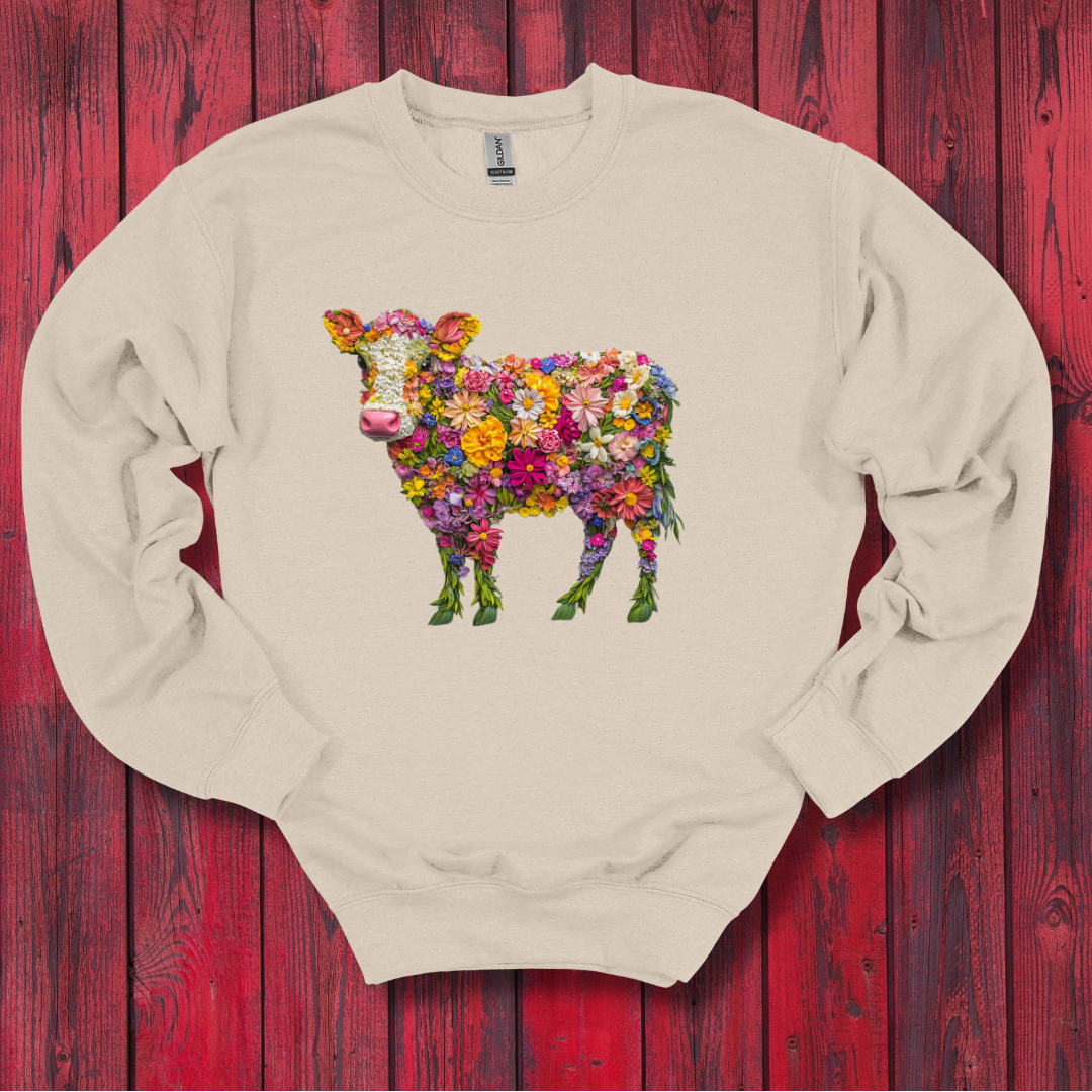 Floral Cow Sweatshirt