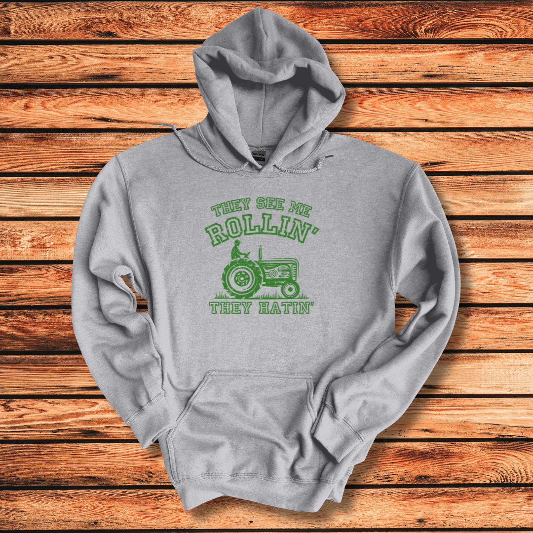 They See Me Rollin They Hatin Tractor Long-Sleeve Hoodie | Farmer Gift