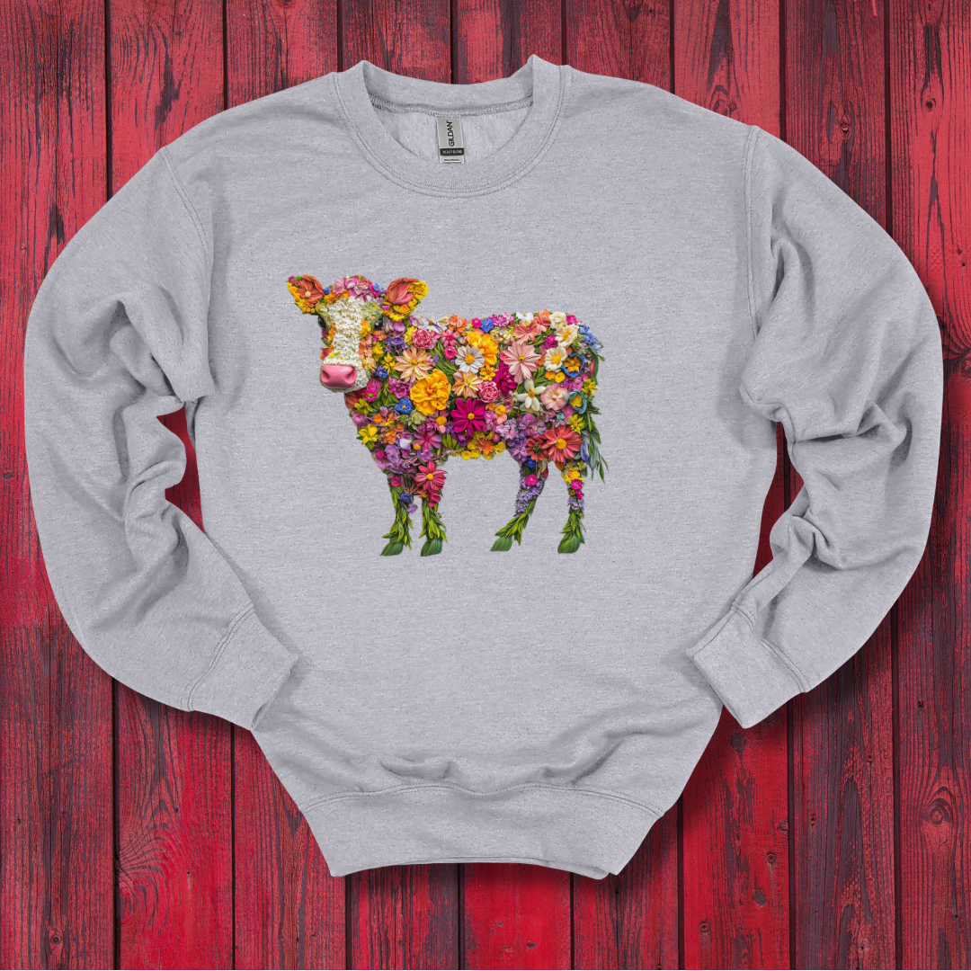 Floral Cow Sweatshirt