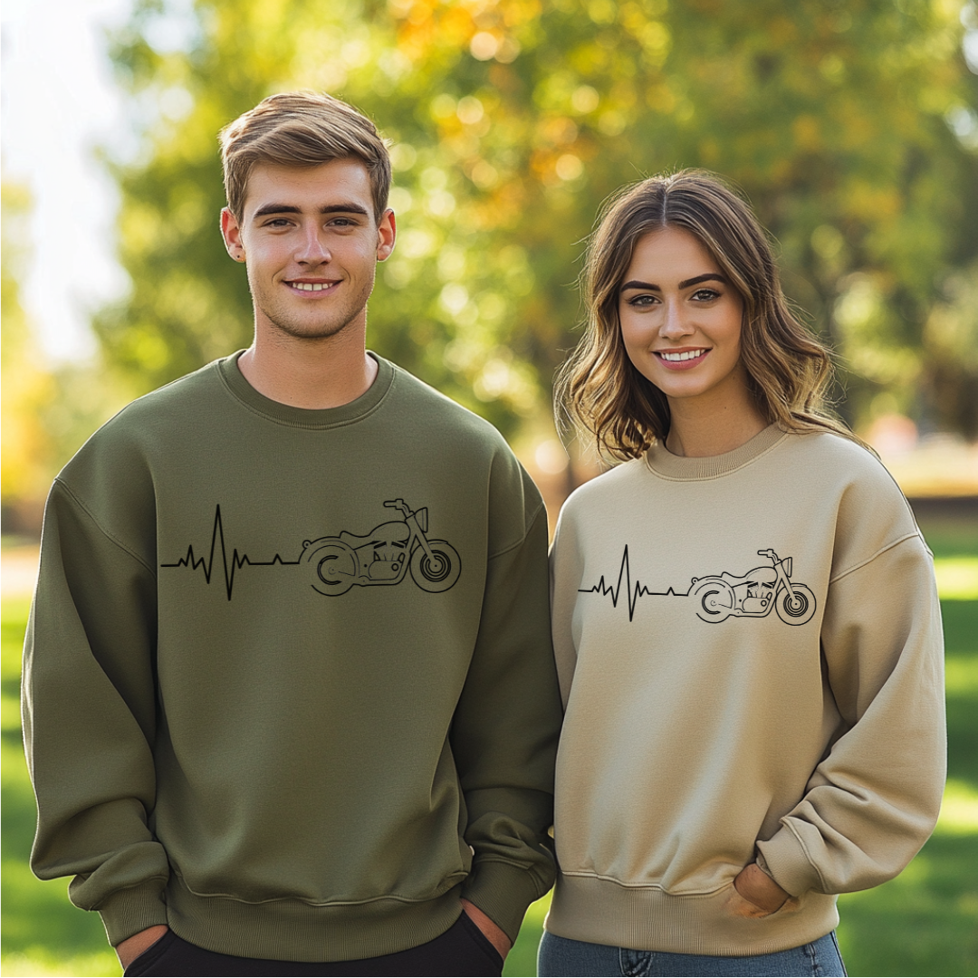 Biker Heartbeat Sweatshirt | Motorcycle Gift