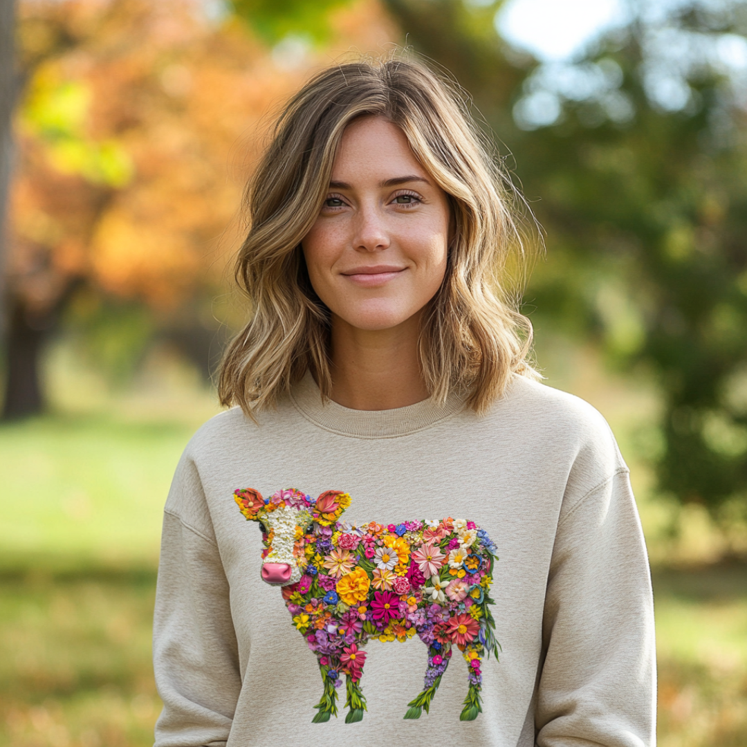 Floral Cow Sweatshirt